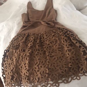 cocoa linen dress/ classic Audrey Hepburn lines